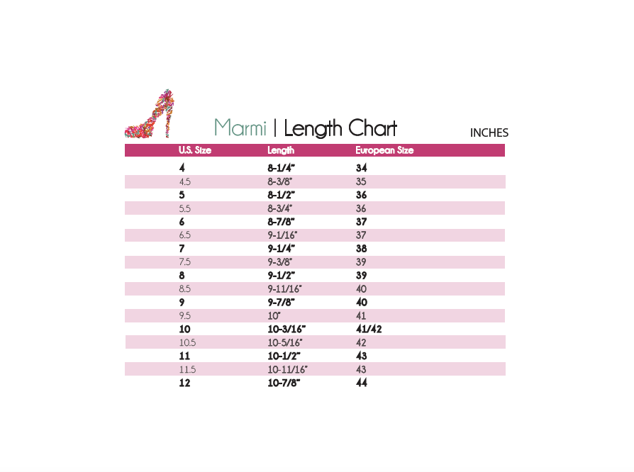 Women's Shoe Width Chart and Guide | Marmi Shoes