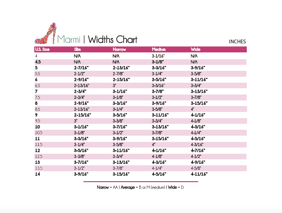 Shoe Width Chart